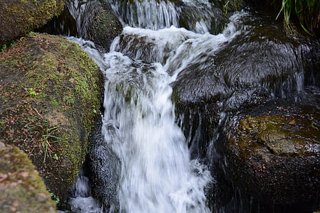 waterfall, rocks, water, nature, river, landscape, stream