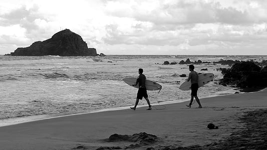 surfer, salas, pludmale, tropu, sērfošana, Hawaii