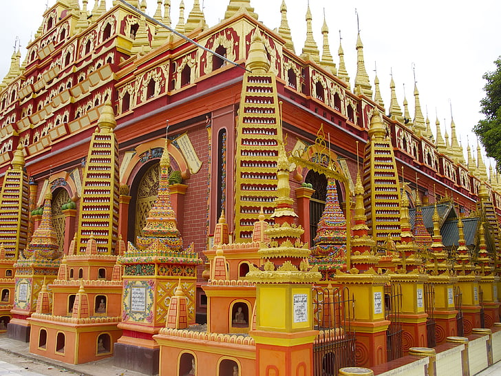 Świątynia, Pagoda, Budda, Buddyzm, Birmy, Złoto, religia