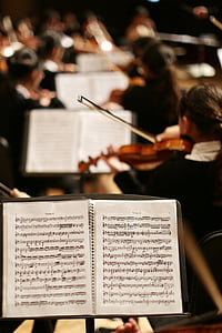 música, peça, Notes, cançó, so, Orquestra, violí