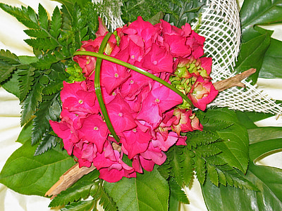 bouquet, birthday, hydrangea, schnittblume, pink, green, plant