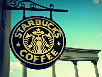 Starbucks, koffie, abstract, logo, teken