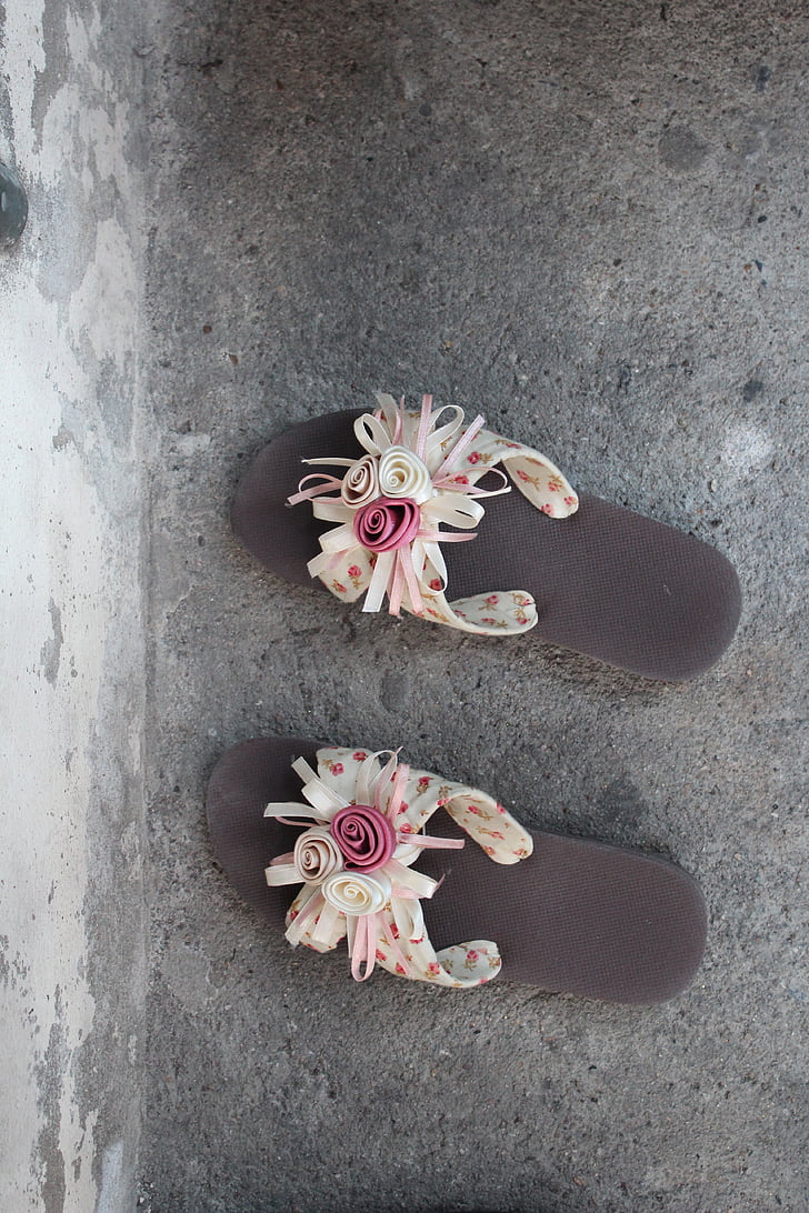 slippers, shoes, flowers, women's shoes, sandals, mountain pine