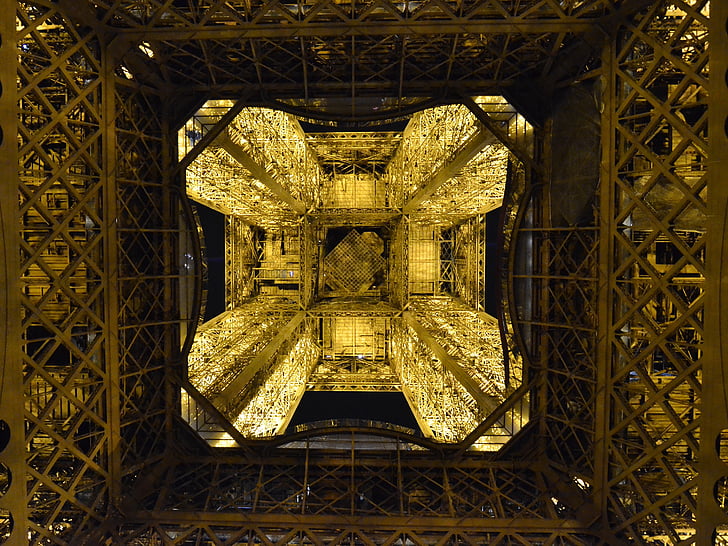 Pariz, perspektive, Francija, luči, ponoči, Slika ponoči, stolp