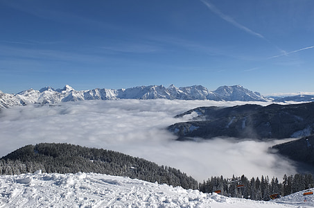雪, 雲, 冬のスポーツ, 空, 雪の風景