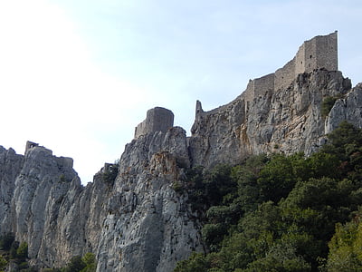 Castle, erőd, menedéket, Peyrepertuse, Aude, fal, történelmileg