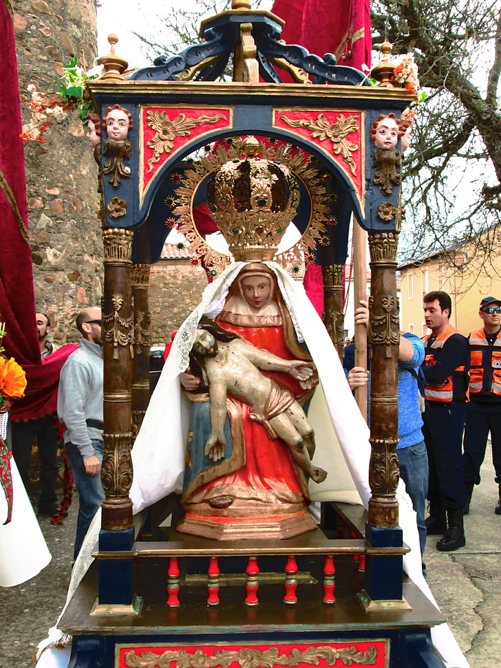 virgin, painful, image, procession, religion, spirituality