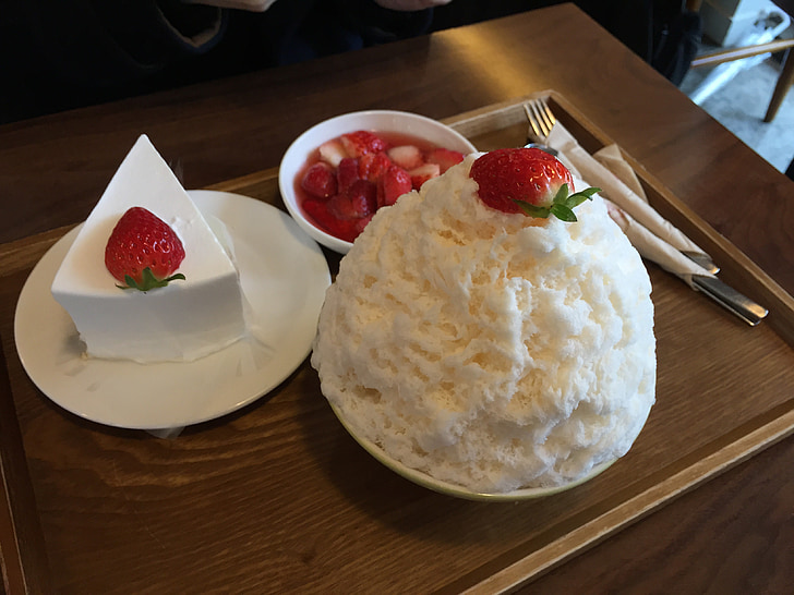 strawberry, ice, cake, dessert