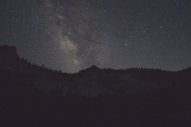 Cosmos, tmavé, Galaxy, Mliečna cesta, Mountain, Príroda, noc