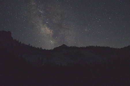 kosmos, ciemne, Galaktyka, Droga Mleczna, góry, Natura, noc