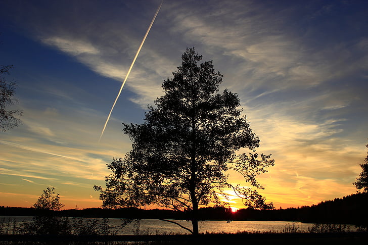autumn, beautiful, finnish, lake, clouds, blue, tree