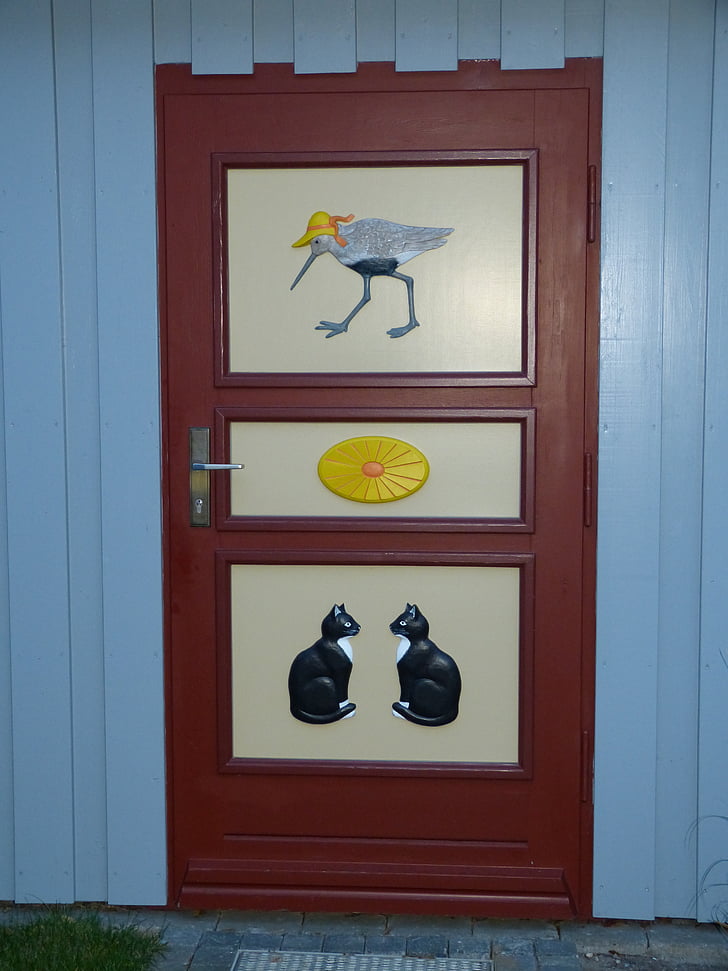 Ahrenshoop, Zingst, nach Hause, Tür, Eingang, Holz, Relief