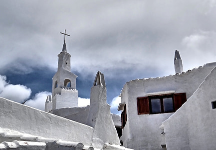 Crkva, Menorca, Balearski otoci, ribarsko selo, binibeca, mediteranska, arhitektura