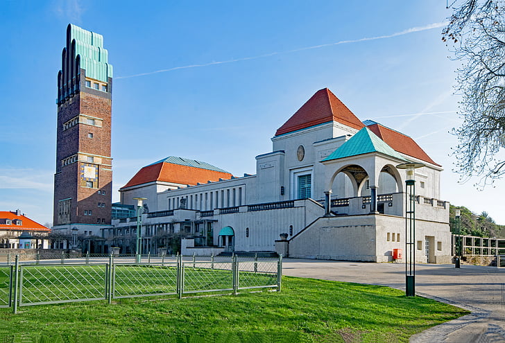 Darmstadt, Hesse, Nemčija, mathildenhöhe, art nouveau, pet prstov stolp, umetnost