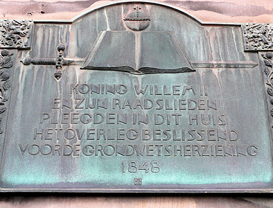 plaque, La Haye, Constitution, le roi Guillaume 2