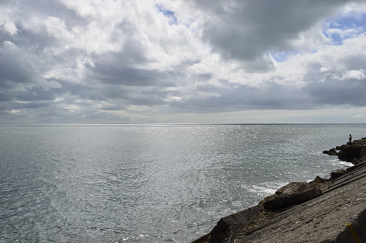 sea silver, cloudy, mar del plata, calm, fisherman, soledad, peaceful