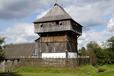바흐 ritterburg, 나이트의 성, 성, 낮은 바늘, 중세, 나무 성, 타워