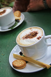 cappuccino, koffie, Beker, milchschaum, drankje, koffiekopje, Café