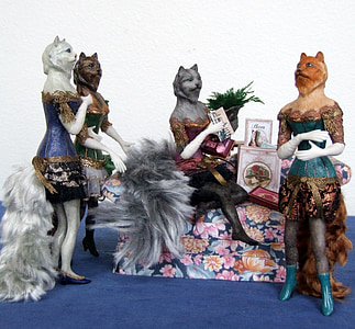 part, katte, Feline, anamorphic, ferie, fest, kostume