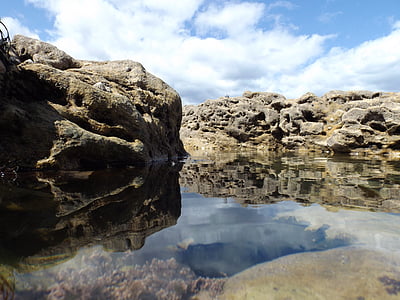 piscinas de roca, orilla del mar, junto al mar, Playa de escudos, Reino Unido, norte este