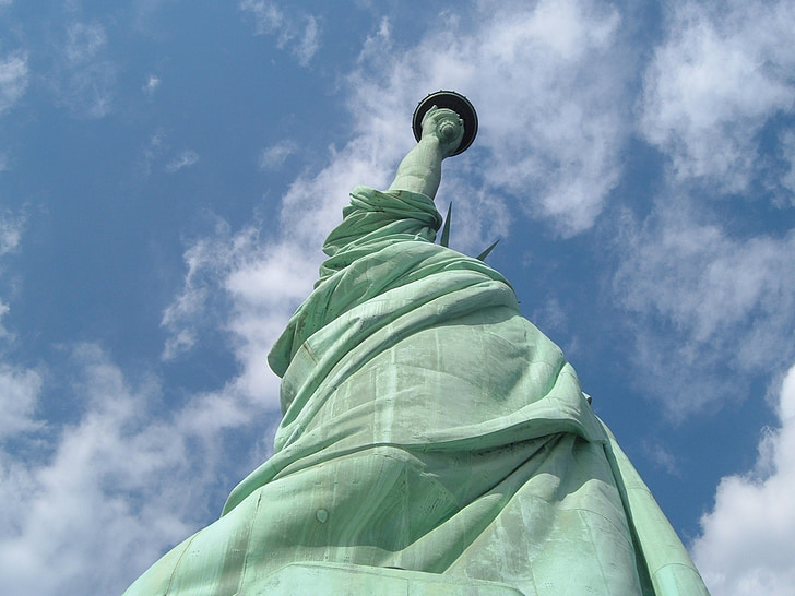 Frihetsgudinnen, NYC, statuen, USA, Liberty, himmelen, Amerika