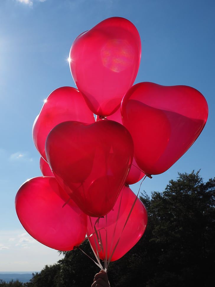 ballonger, hjerte, kjærlighet, romantikk, romantisk, forholdet, rød