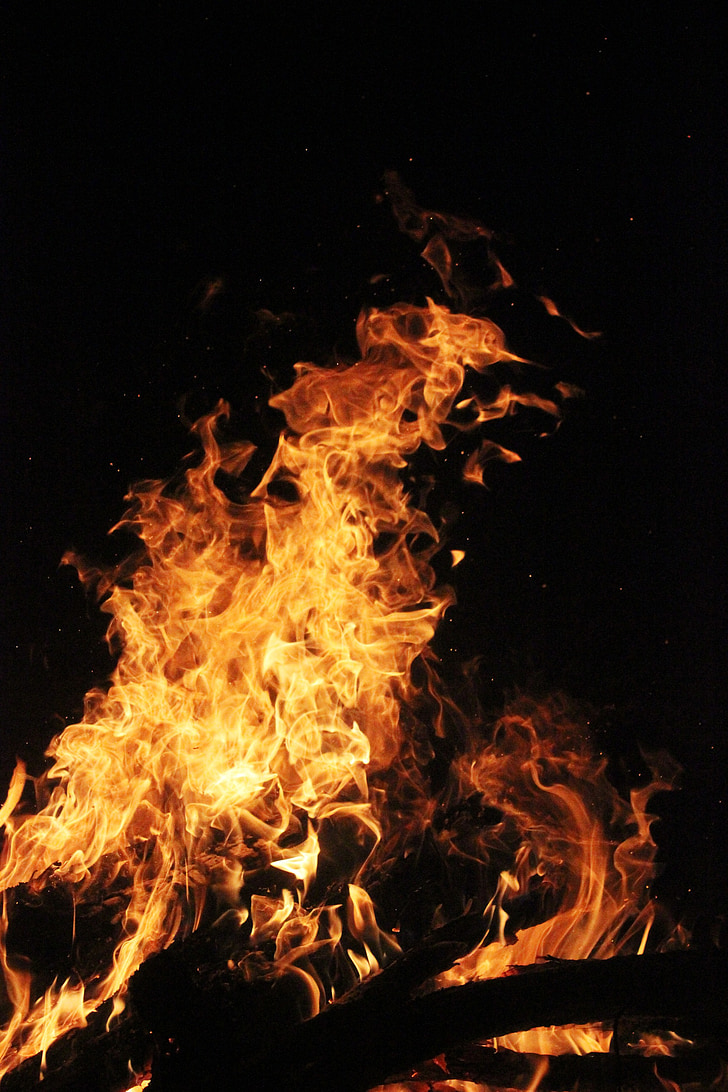 flama, faíscas, a fogueira, à noite, madeira, fogo - fenômeno natural, calor - temperatura