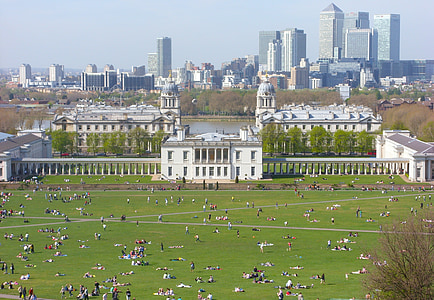 Greenwich, Inggris, Britania Raya, pemandangan, Taman, rumput, bangunan