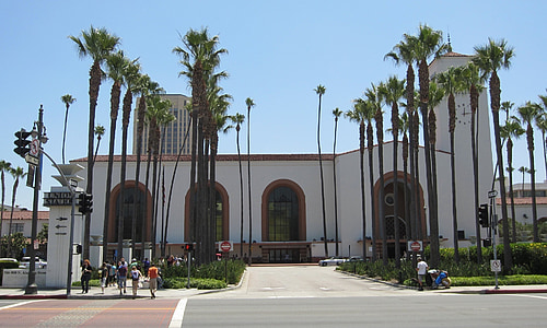 Unie station, Los angeles, Californië, het platform, gebouw, reizen