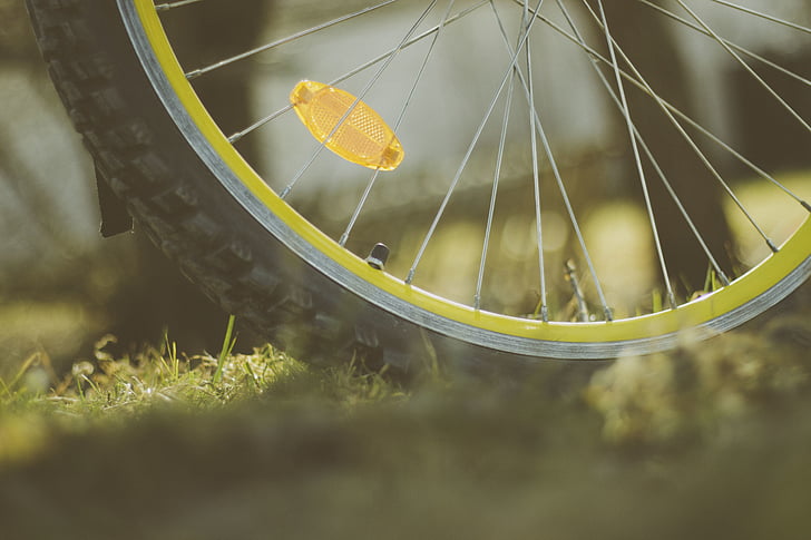 колесо, велосипед, велосипед, відкритий, подорожі, трава, розмиття