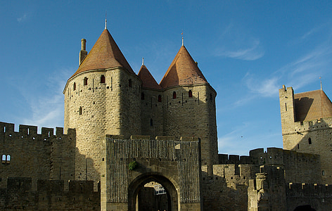 carcassonne, france, medieval city, ramparts, tours