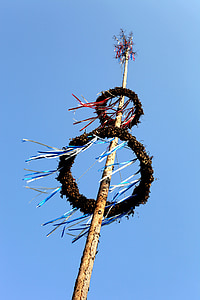 Майское дерево, Фестиваль, пользовательские, ритуал, Бавария, Голубой, небо