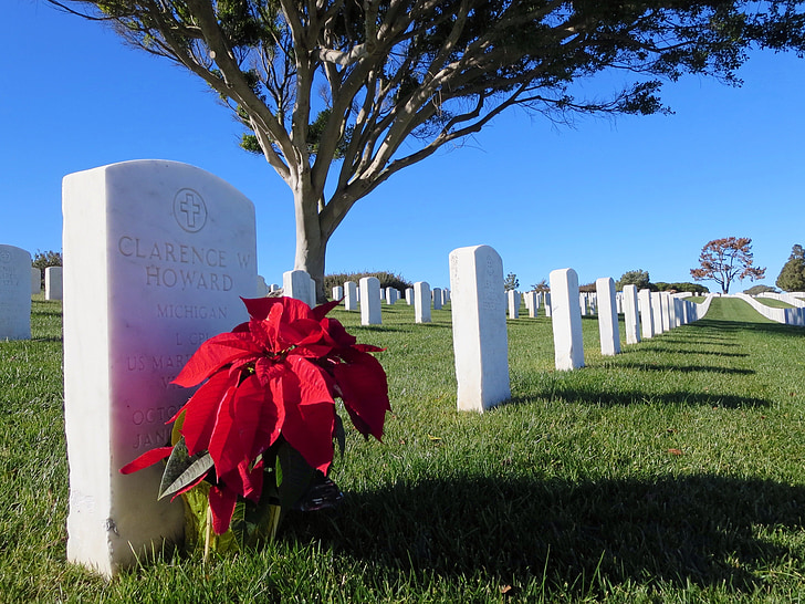 Fort rosecrans, militära, Memorial cemetery, kyrkogården, gravstenar, Ocean, Kalifornien