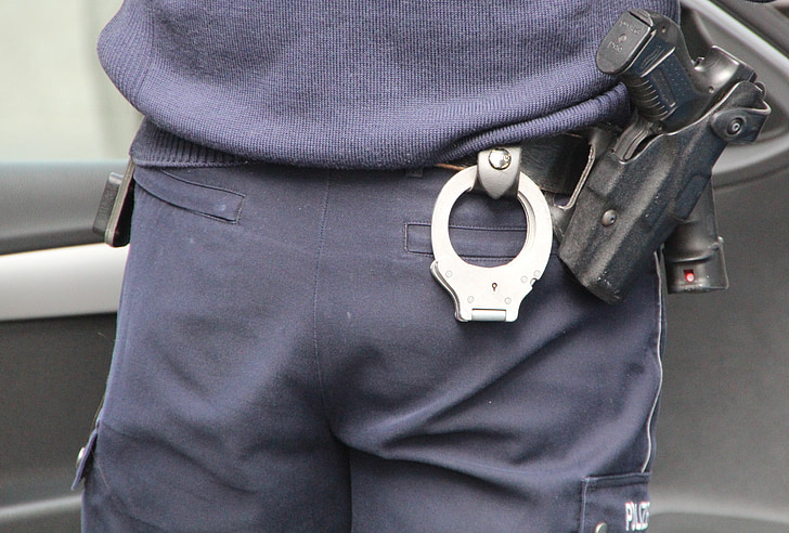 policia, arma, hansch ellen, uniforme, cinturons