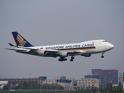 Boeing 747, Jumbo jet, Singapore airlines, Cargo, lietadlo, lietadlá, pristátie