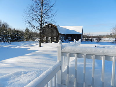 kraštovaizdžio, kaime, žiemą, sezono metu, sniego, svirnas