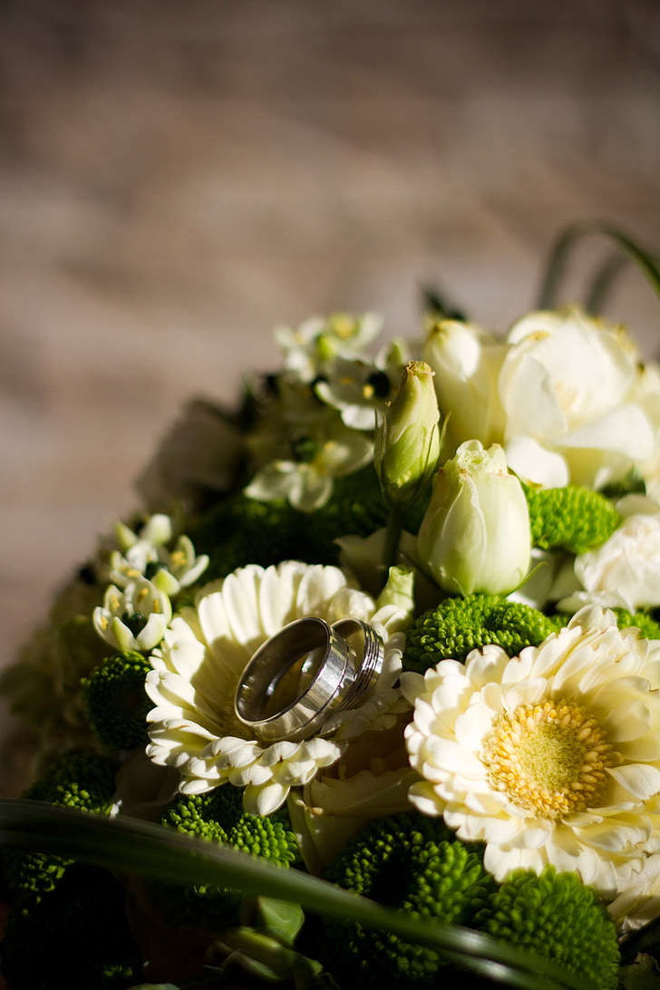 boda, ramo de la, flores, Floreria, flora, Blanco, verde