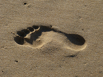 Sand, stranden, spår, spår i sanden, fotspår i sanden, fotavtryck, sand beach