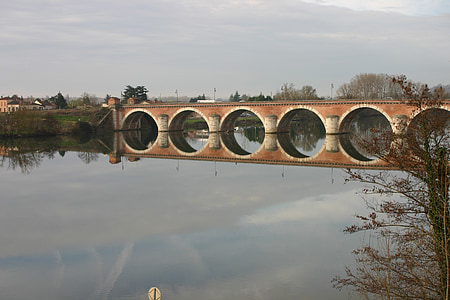 Moissac, мост, Река, Мост - мужчина сделал структура, дерево, Архитектура
