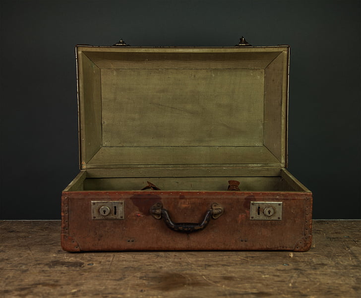 Koffert, Vintage, Oldschool, tre - materiale, trunk - møbler, kofferten, gammeldags