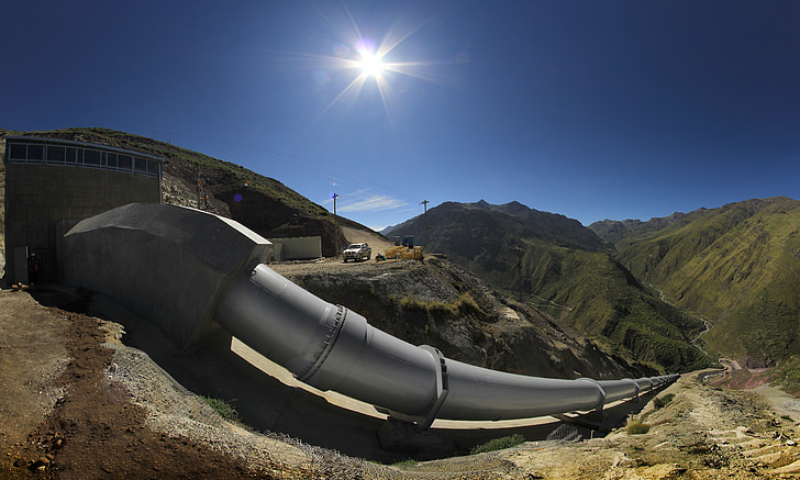tuyau, centrale hydroélectrique, huanza, Pérou, barrage de l’eau, Drague, centrale électrique