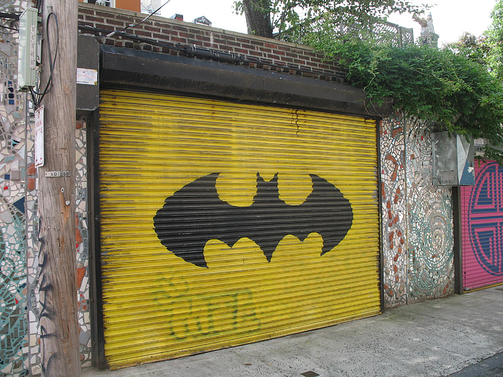 garázs, Batman, ajtó, egyedi, városi, design, graffiti