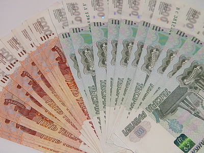 rubeľ, tisíc rubľov, päť tisíc rubľov, peniaze, financie, symbol, zisk