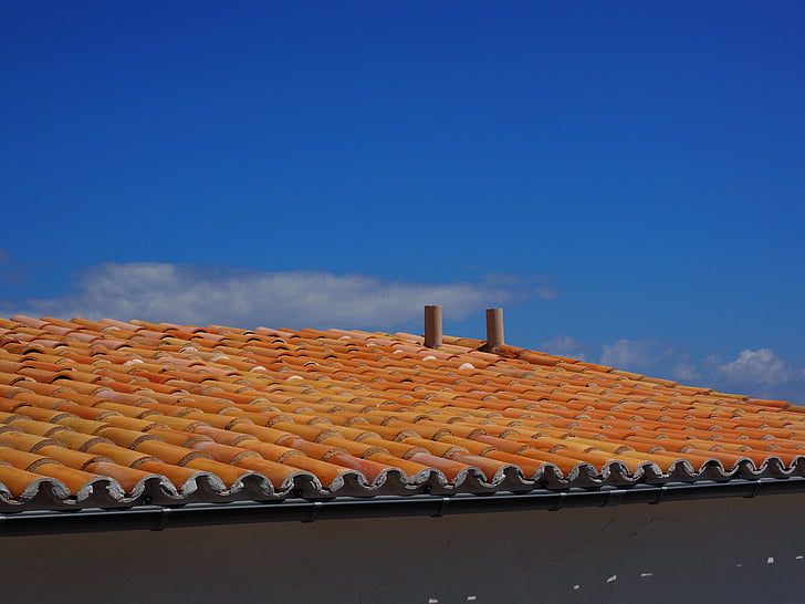 sostre, per a sostres, coberta plana, vermell, sostre de la casa, rajola, Mediterrània
