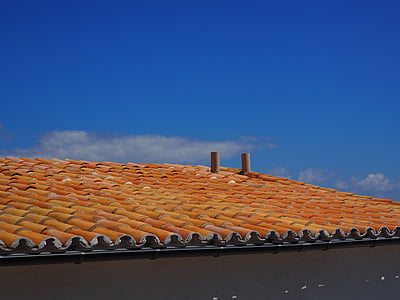 telhado, para telhados, telhado liso, vermelho, telhado de casa, telha, Mediterrâneo