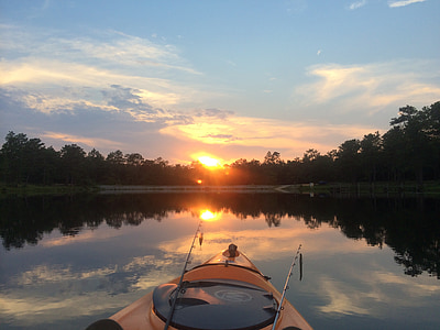 lake, kayak, fishing, summer, beautiful, landscape, outdoors