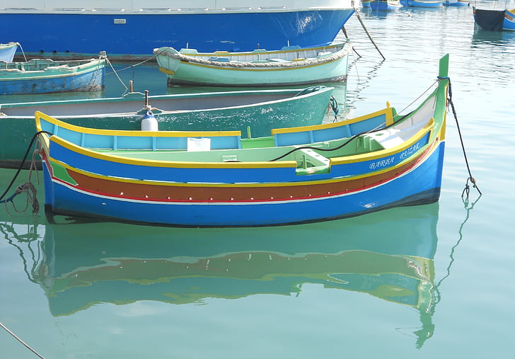 båd, Malta, vand, port, havet, fiskeri, farver