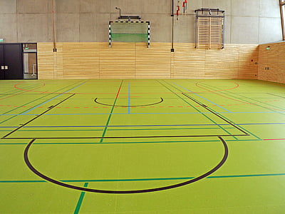 sports hall, multi-purpose hall, gym, sprung floor, tags, devices, handball goal