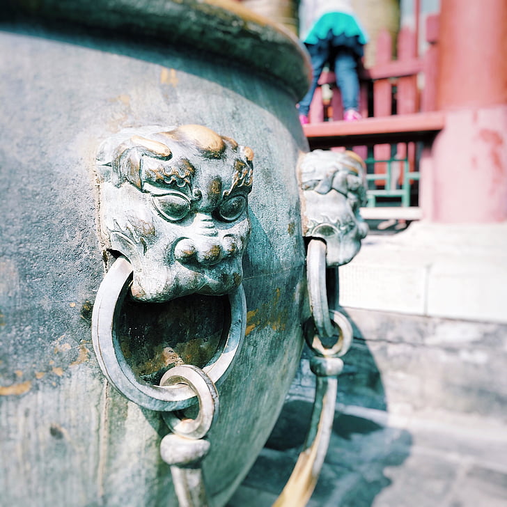 turizmus, Peking, kulturális műemlék, oroszlán, dekoráció, alkatrészek, lánc