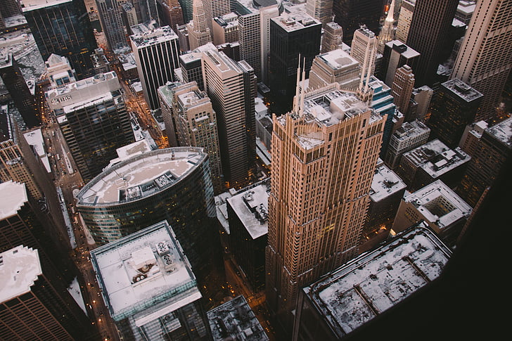 bâtiments, ville, urbain, vue, au-dessus de, Aerial, architecture